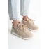 Alya Bağcıklı Ortopedik Taban Taşlı Kadın Sneaker Spor Ayakkabı Bt - Krem