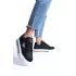 Prag Bağcıklı Ortopedik Taban Desenli Kadın Sneaker Spor Ayakkabı  Bt - Siyah