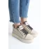 Dına Bağcıklı Fermuarlı Ortopedik Taban Kadın Sneaker Spor Ayakkabı  Kt - Krem/gri/altın