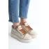 Dına Bağcıklı Fermuarlı Ortopedik Taban Kadın Sneaker Spor Ayakkabı  Kt - Krem/taba/altın