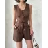 Kuşaklı Şortlu Tulum