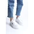 Prag Bağcıklı Ortopedik Taban Desenli Kadın Sneaker Spor Ayakkabı  Bt - Beyaz