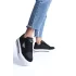Prag Bağcıklı Ortopedik Taban Desenli Kadın Sneaker Spor Ayakkabı  Bt - Siyah