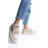 Prag Bağcıklı Ortopedik Taban Desenli Kadın Sneaker Spor Ayakkabı  Kt - Krem