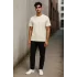 Regular Kalıp Kadın - Erkek Unisex Basic Tişört Ekru