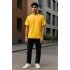 Regular Kalıp Kadın - Erkek Unisex Basic Tişört Sarı