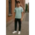 Regular Kalıp Kadın - Erkek Unisex Basic Tişört Su Yeşili