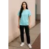 Regular Kalıp Kadın - Erkek Unisex Basic Tişört Turkuaz