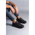 Tb155 Warrior Bağcıklı Ve Fermuarlı Cilt Erkek Günlük Sneaker Ayakkabı Cst - Siyah
