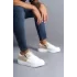 Warrior Bağcıklı ve Fermuarlı Cilt Süet Erkek Günlük Sneaker Beyaz-Krem Ayakkabı