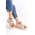 Valencıa Bağcıksız Cırt Cırtlı Ortopedik Taban Kadın Sneaker Spor Ayakkabı Tt - Ten/kahve
