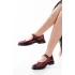 Bordo Kroko Topuklu Kadın Çizme