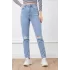 Yüksek Bel Yırtmaçlı Mom Jean Pantolon