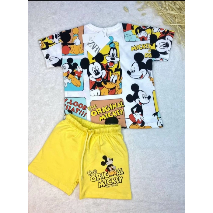 Çocuk Mickey Karikatürlü Baskılı İkili Takım