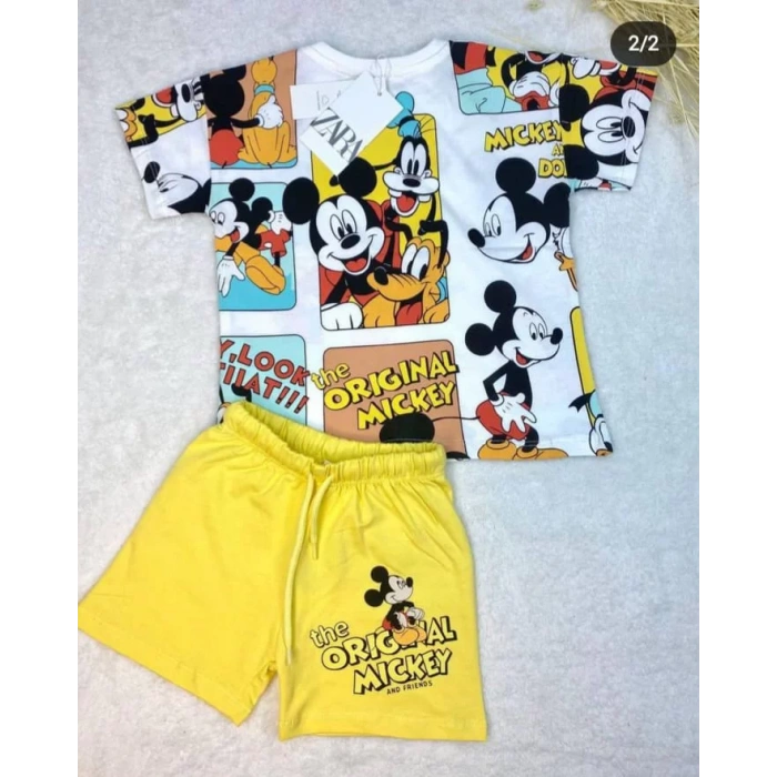 Çocuk Mickey Karikatürlü Baskılı İkili Takım