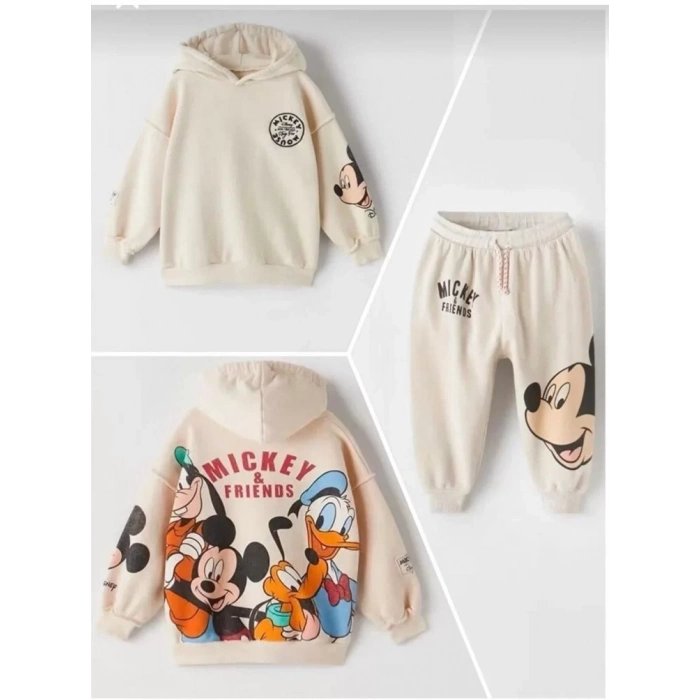 Karekter Baskılı Kapüşonlu 2İplik Kompak Penye İkili Takım