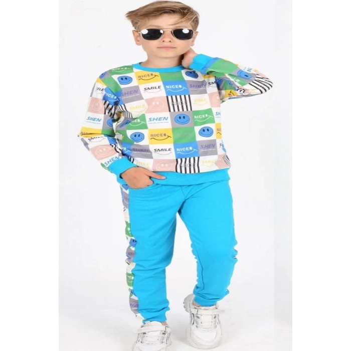 Erkek Çocuk Smile Baskılı Kompak Penye İkiliTakım