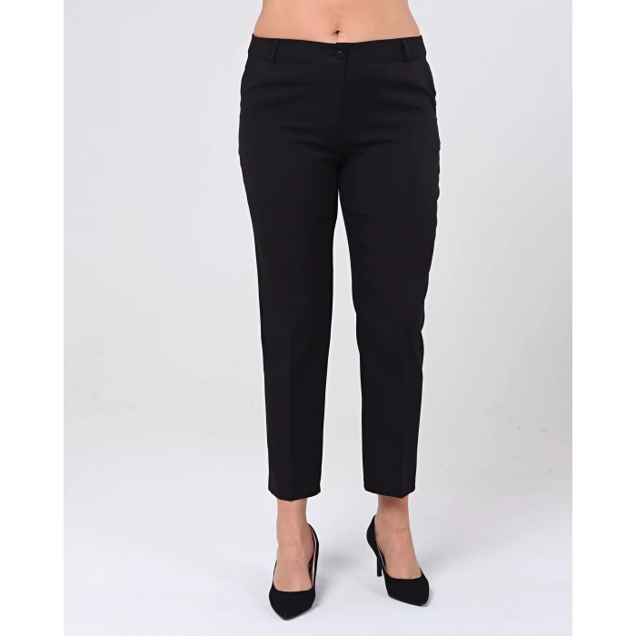 Kadın Bilek Boy Cepli Dabıl Kumaş Pantolon