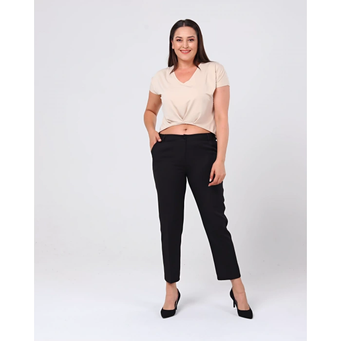 Kadın Bilek Boy Cepli Dabıl Kumaş Pantolon