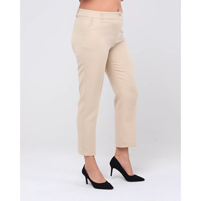 Kadın Bilek Boy Cepli Dabıl Kumaş Pantolon