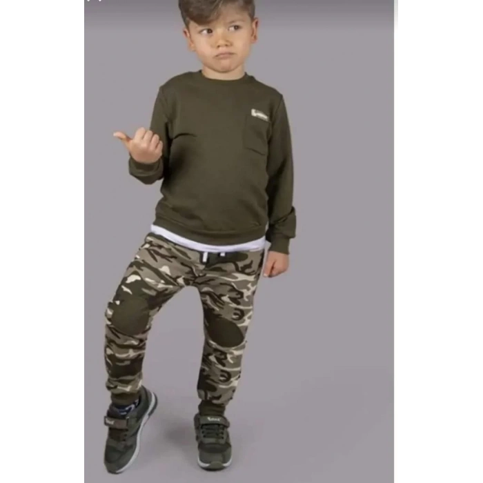 Kamuflaj Asker Sweatshirt Eşofman Takımı Alt Üst Takım-Haki Yeşil(1BEDEN BÜYÜK ALINIZ)