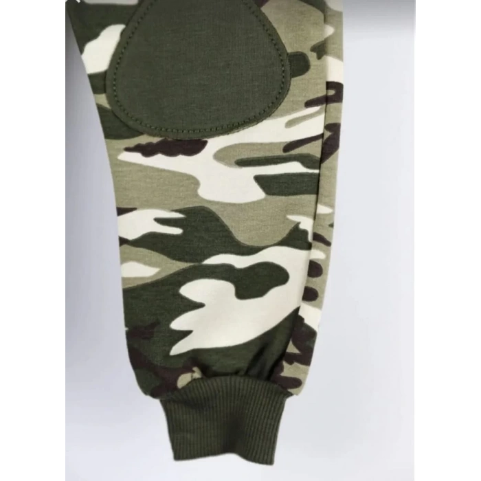 Kamuflaj Asker Sweatshirt Eşofman Takımı Alt Üst Takım-Haki Yeşil(1BEDEN BÜYÜK ALINIZ)