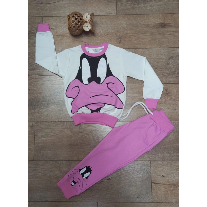 Kız Çocuk Daısy Baskılı Kompak Penye İkili Takım