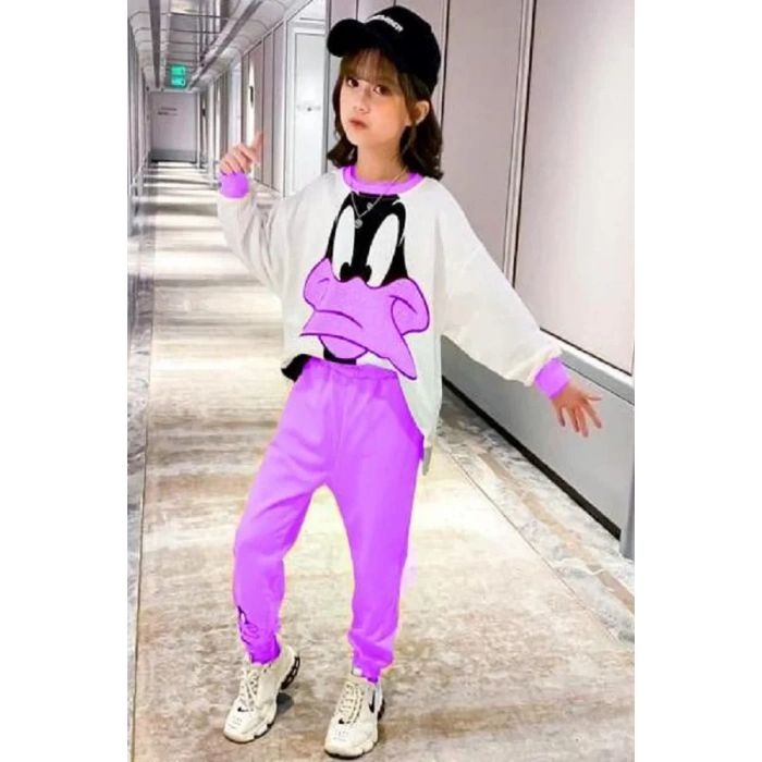 Kız Çocuk Daısy Baskılı Kompak Penye İkili Takım