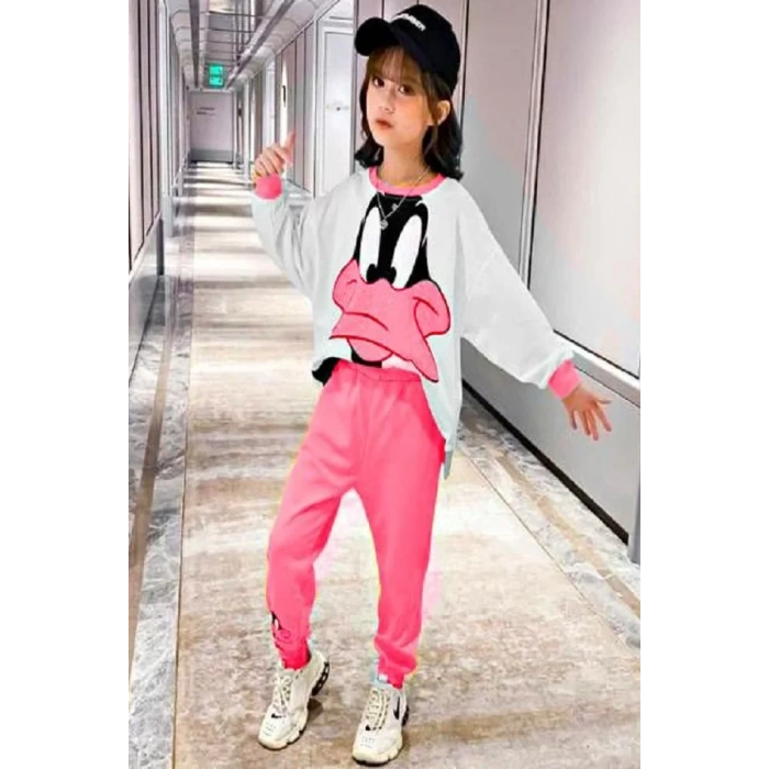 Kız Çocuk Daısy Baskılı Kompak Penye İkili Takım