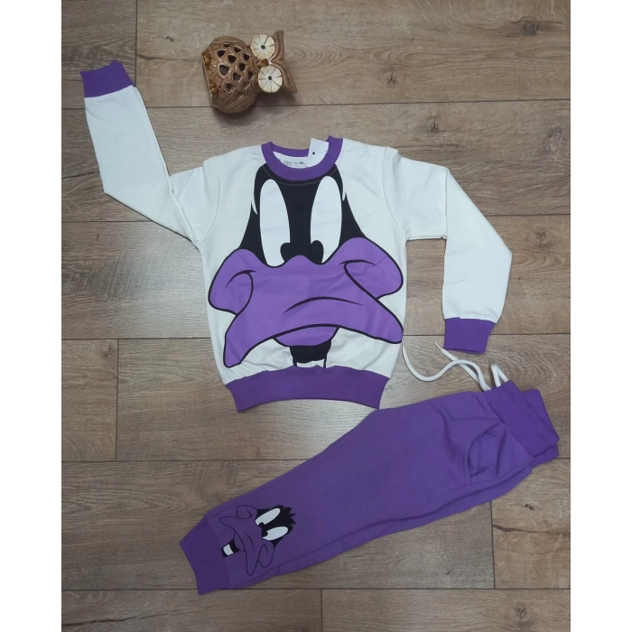 Kız Çocuk Daısy Baskılı Kompak Penye İkili Takım