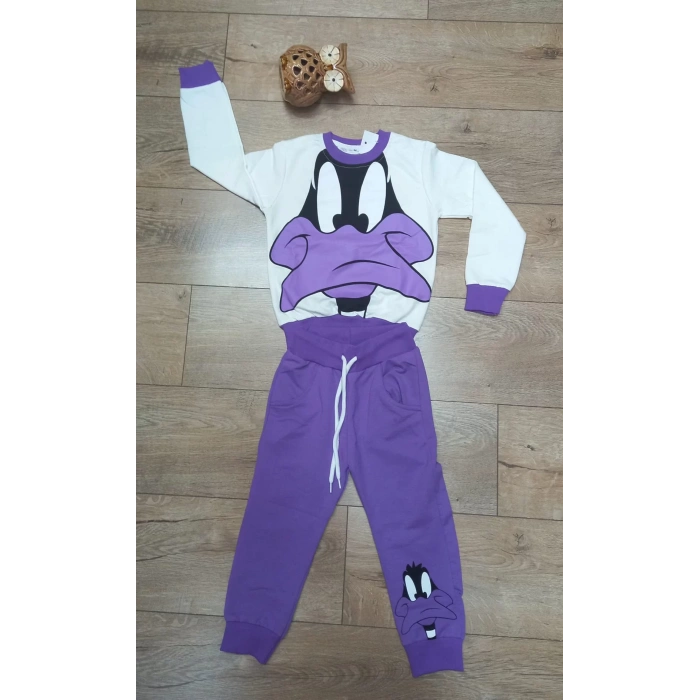 Kız Çocuk Daısy Baskılı Kompak Penye İkili Takım