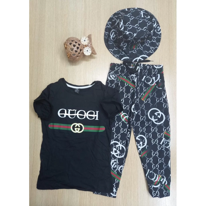 Kız Çocuk Şapkalı Üçlü Takım