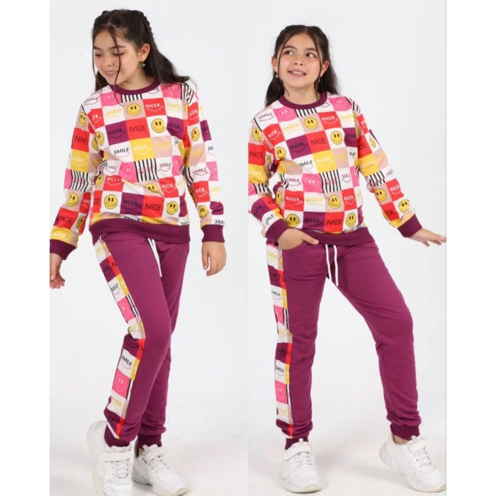 Kız Çocuk Smile Baskılı Kompak Penye İkiliTakım
