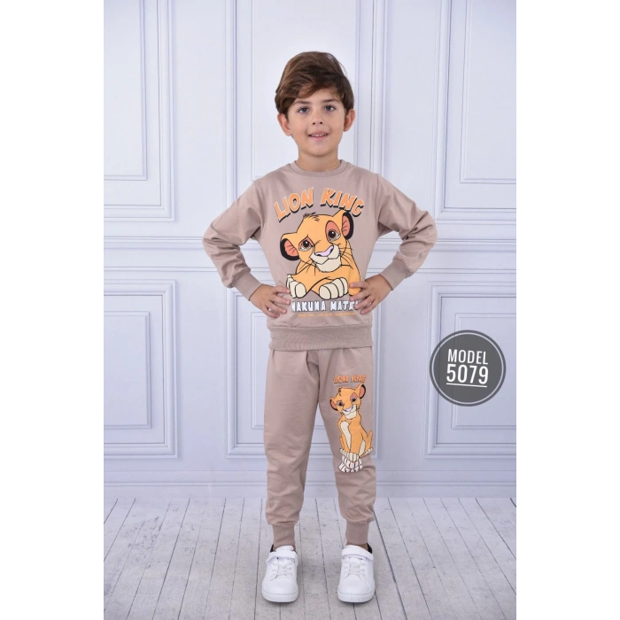 Aslan Kral Baskılı İki İplik Penye İkili Takım