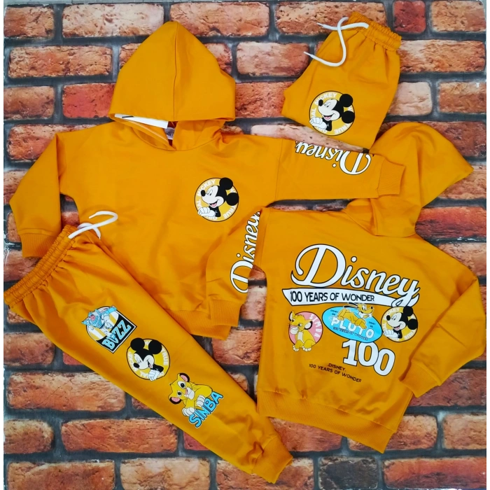 Karekter Baskılı Kapüşonlu 2İplik Kompak Penye İkili Takım