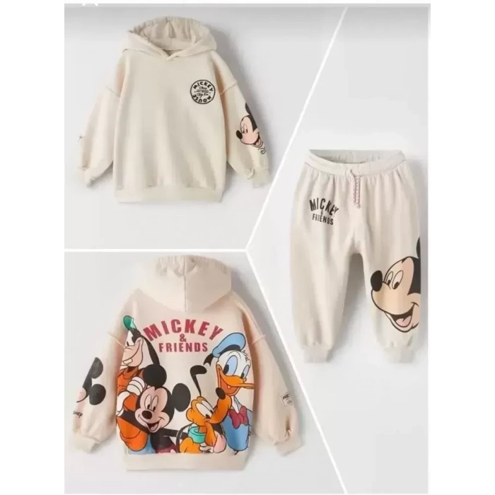 Karekter Baskılı Kapüşonlu 2İplik Kompak Penye İkili Takım