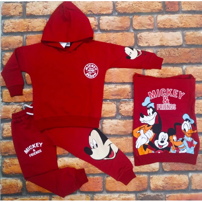 Karekter Baskılı Kapüşonlu 2İplik Kompak Penye İkili Takım