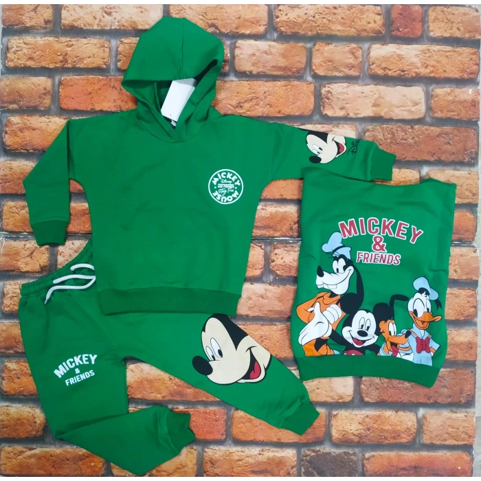 Karekter Baskılı Kapüşonlu 2İplik Kompak Penye İkili Takım