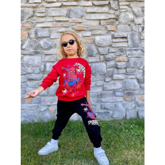 Erkek Çocuk Spiderman Baskılı Kompak Penye İkili Takım