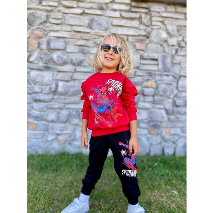 Erkek Çocuk Spiderman Baskılı Kompak Penye İkili Takım