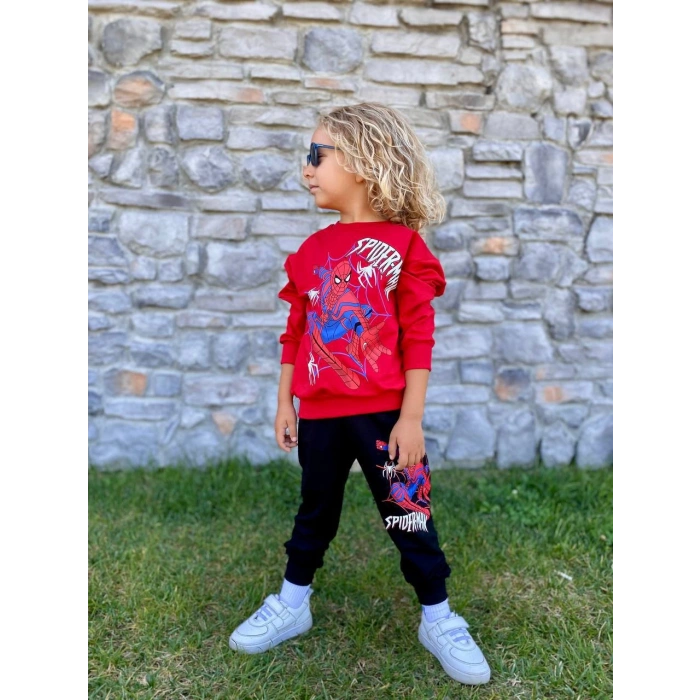 Erkek Çocuk Spiderman Baskılı Kompak Penye İkili Takım
