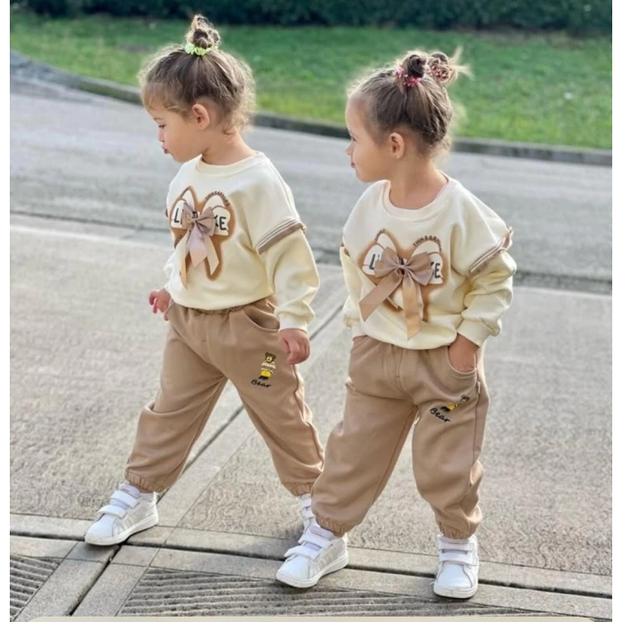 Kız Çocuk Eşofman Takımı 3-9 Yaş Pamuklu spor & Günlük Takım(bir beden büyük alınız)