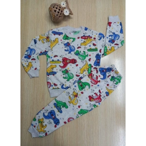 Erkek Çocuk Dİnazor Baskılı Şardonlu İçi Pamuklu İkili Takım