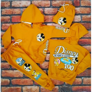 Karekter Baskılı Kapüşonlu 2İplik Kompak Penye İkili Takım