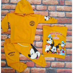 Karekter Baskılı Kapüşonlu 2İplik Kompak Penye İkili Takım