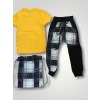Erkek Çocuk Sarı Karakter Baskılı Çantalı Üçlü Takım