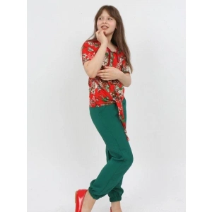 Kız Çocuk Benetton Rengi Cicek Desenli Ayrobin Kumaş Gömleği Bağlamalı Takım