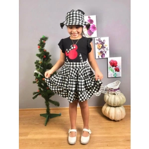 Kız Çocuk Minnie Etek Ve Şapkalı Üçlü Takım