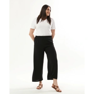 Kadın Siyah Beli Lastikli Büyük Beden Ayrobin Pantolon