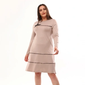 Kadın Yıldız Detaylı Yanları Yırtmaçlı Penye Elbise